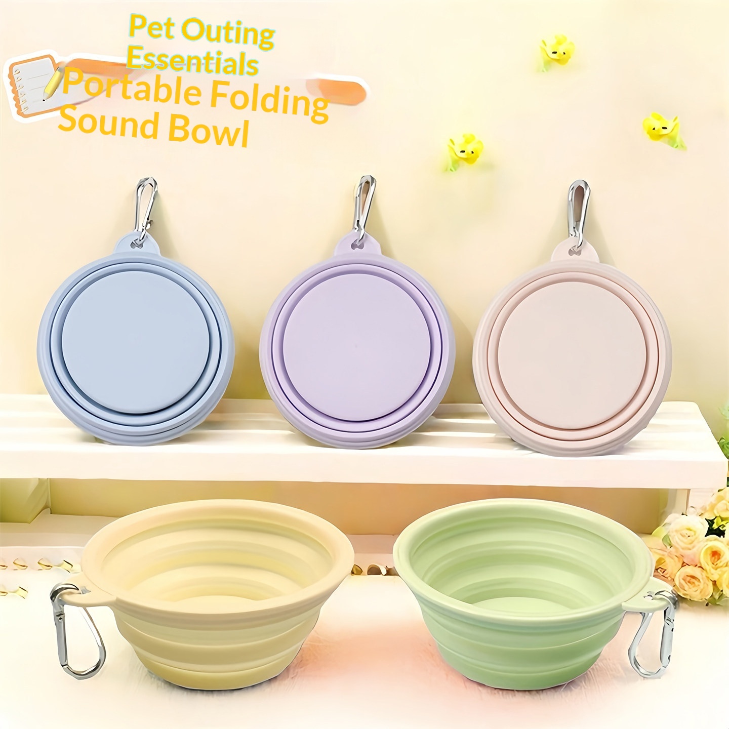 Portion Control Container - Silicone Dog Food Water Bowl Collapsible