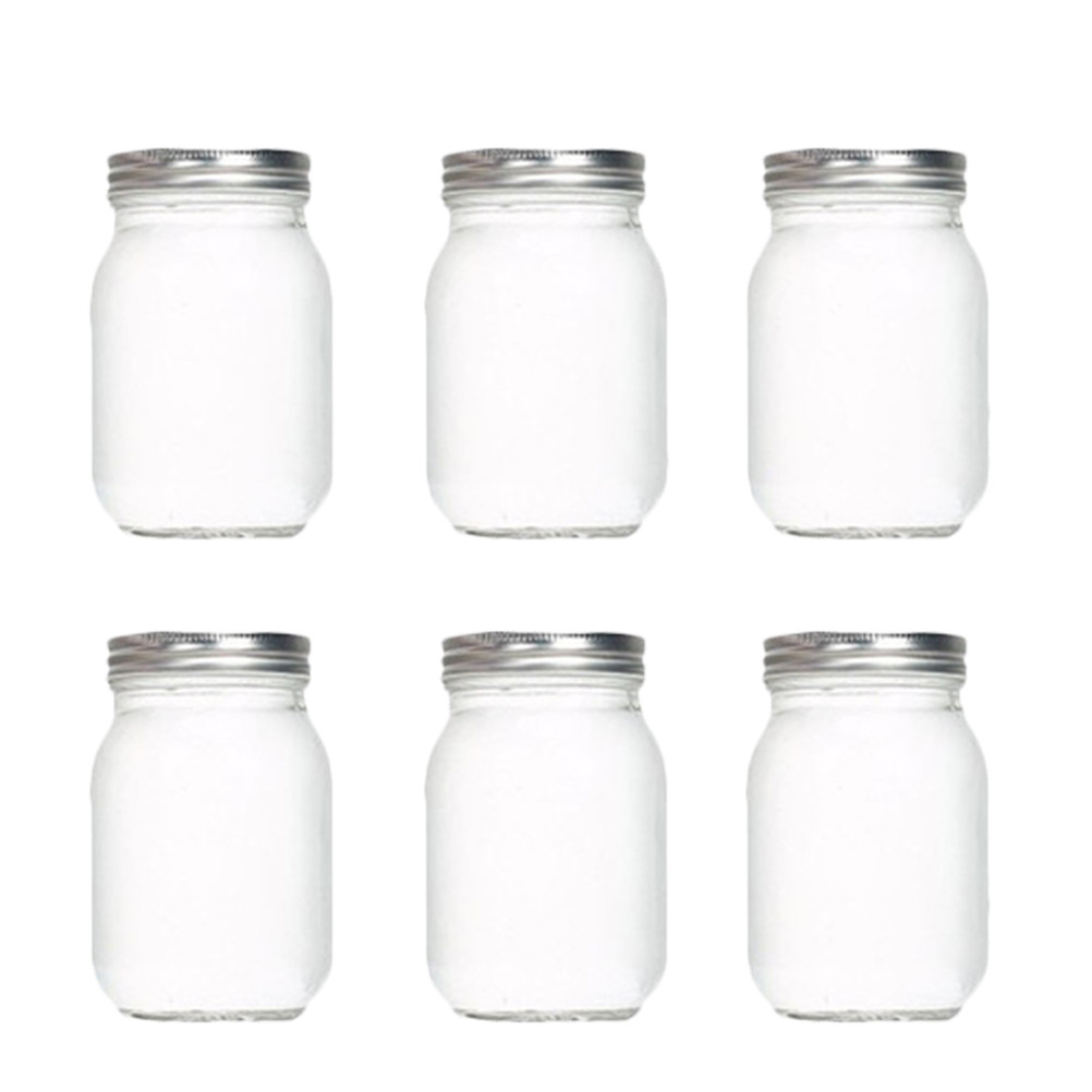 Food Storage Glass - 6Pcs Transparent Round Glass Jars with
