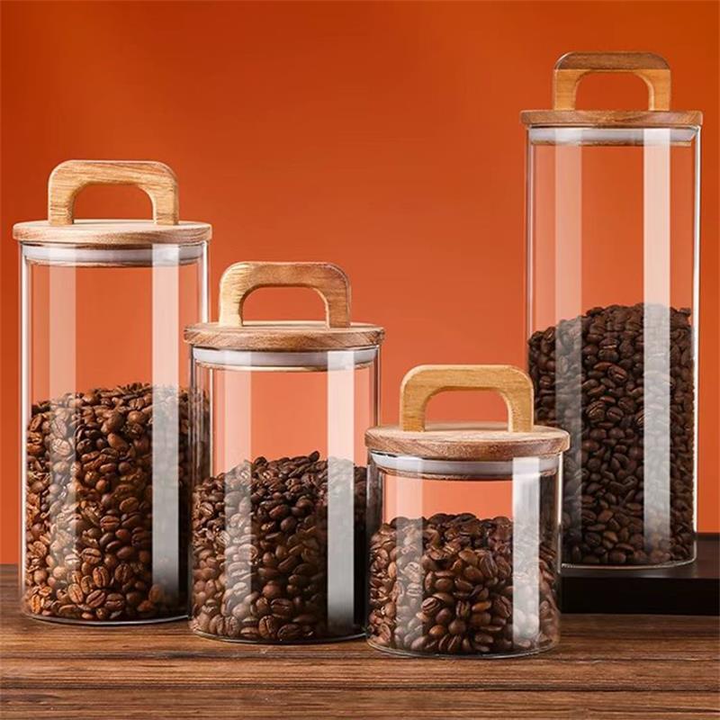 Food Storage Jar Glass - Clear Glass Jar with Bamboo Lid