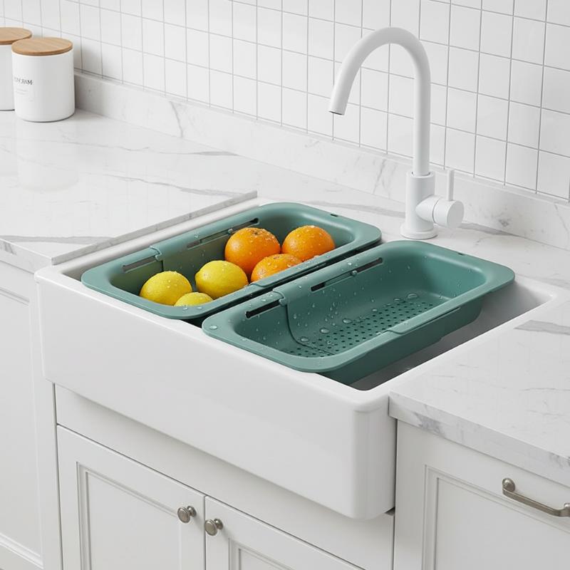 Food Storage Non Toxic - Telescopic Drain Basket, Lightweight Sink Storage