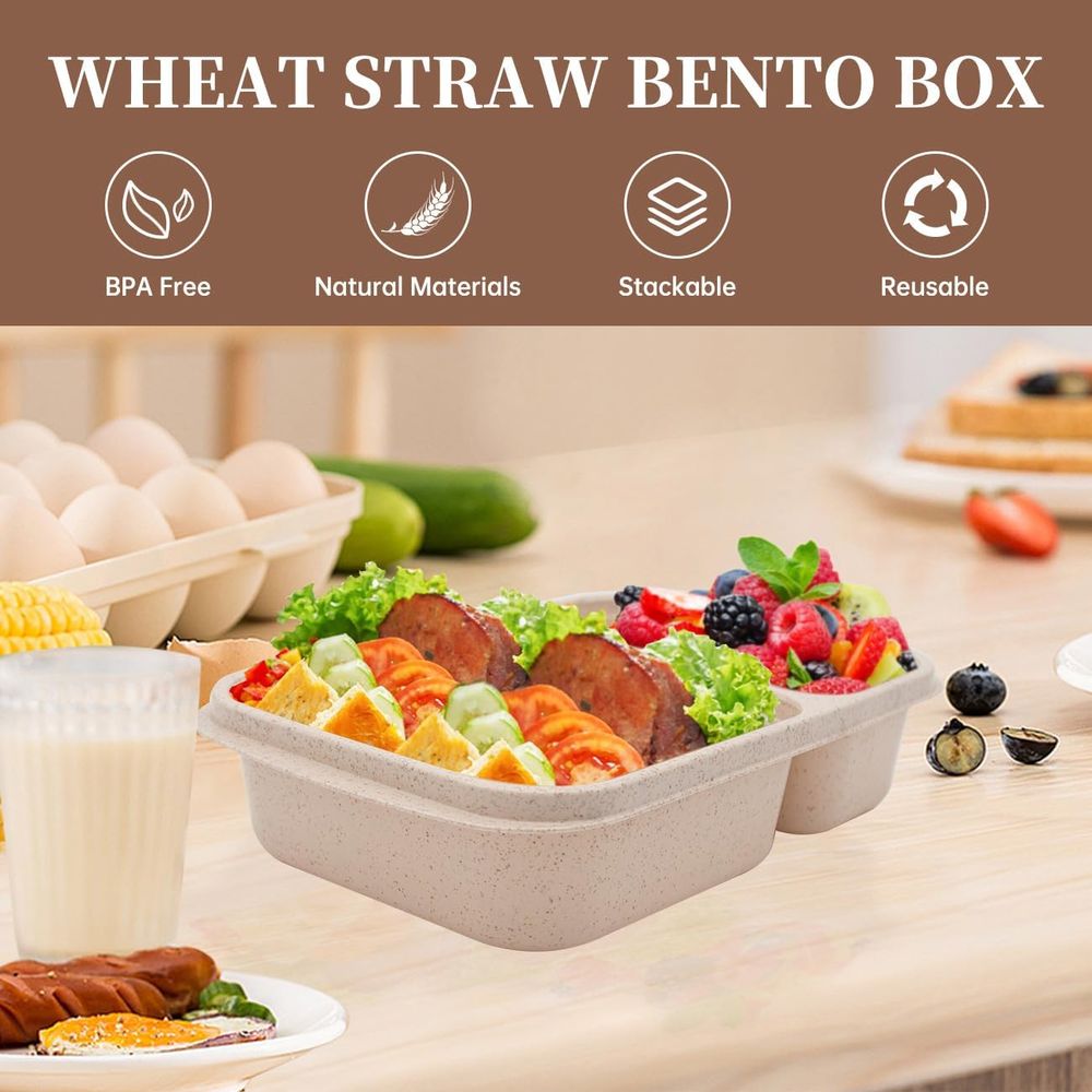 4 Pack Bento Lunch Box, 2 Comp - огляд і ціна Food Storage With Dividers