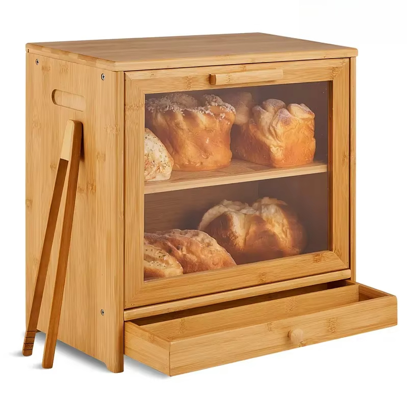 Bamboo Bread Box 2-Tier Wooden - огляд і ціна Bread Box Bamboo