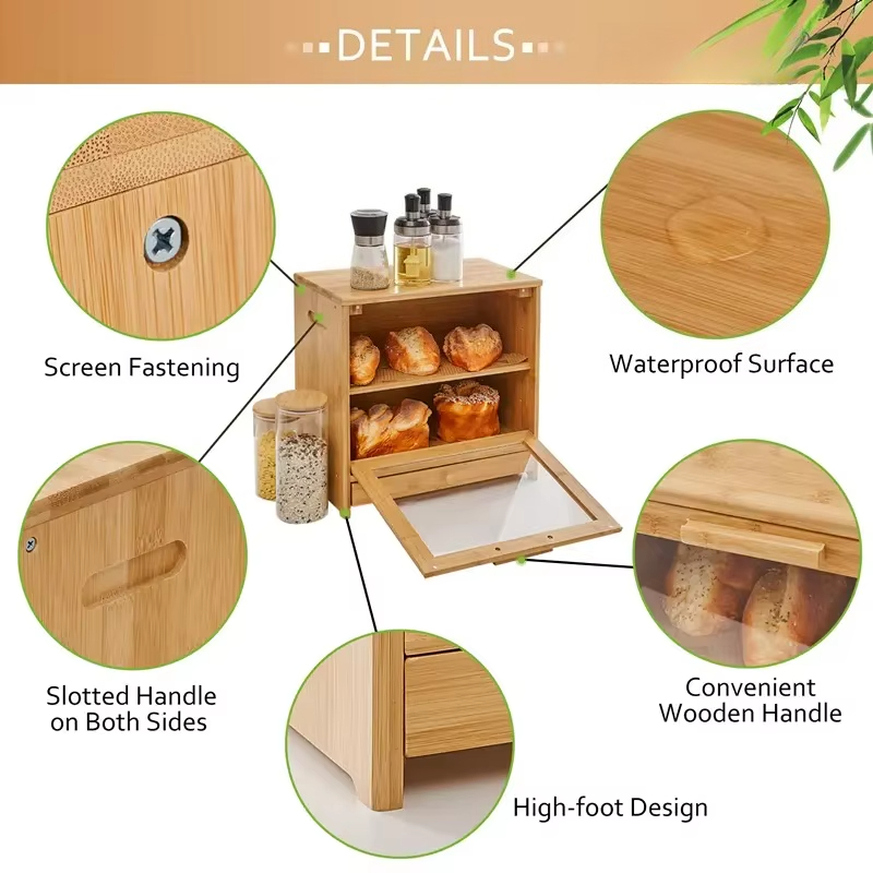 Bamboo Bread Box 2-Tier Wooden - огляд і ціна Bread Box Bamboo