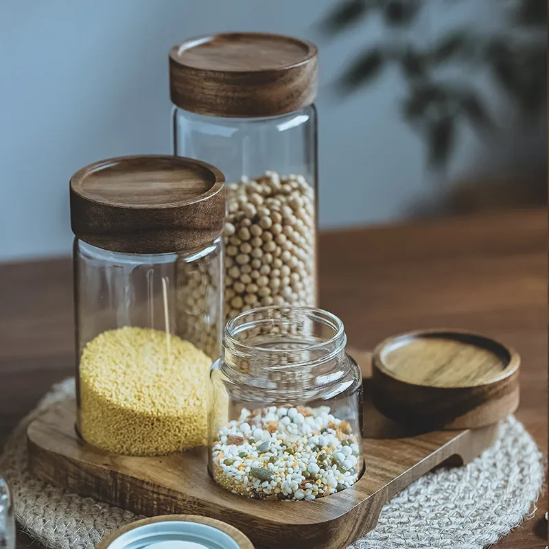 Wood Lid Orgnizer Glass Airtig - огляд і ціна Food Storage Jar Glass