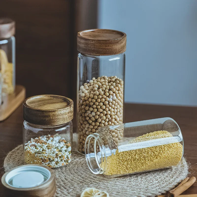 Wood Lid Orgnizer Glass Airtig - огляд і ціна Food Storage Jar Glass